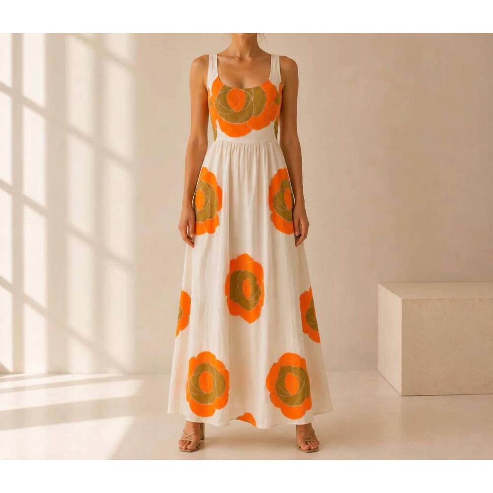NEW MYSTERY RESORT soleil open-back maxi dress in orange